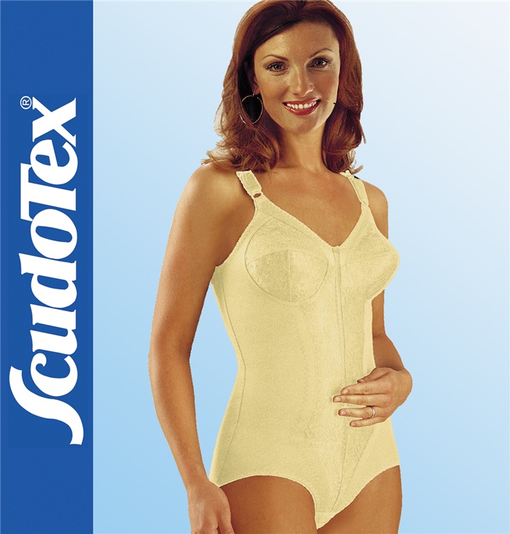 BODY CORSET "COTTON CONFORT" SHORT, CUP C - CHAMPAGNE