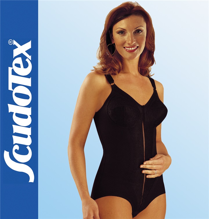 BODY CORSET "COTTON CONFORT" SHORT, CUP C - BLACK