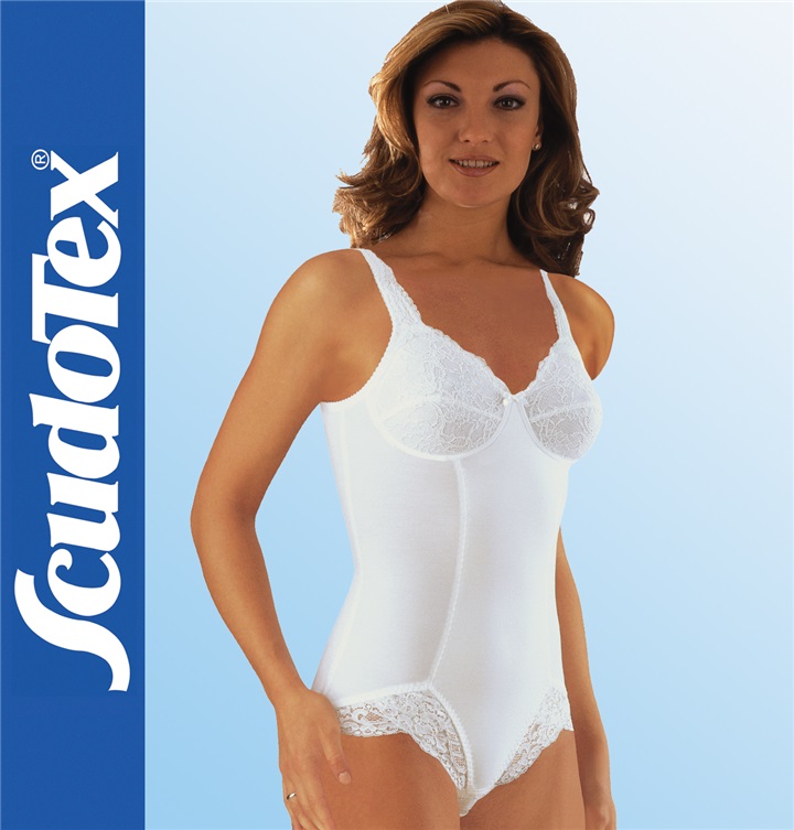 BODY CORSET "SILHOUETTE CHARME" WITH LACE, CUP C - WHITE