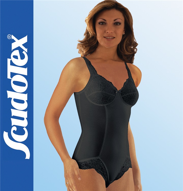 BODY CORSET "SILHOUETTE CHARME" WITH LACE, CUP C - BLACK